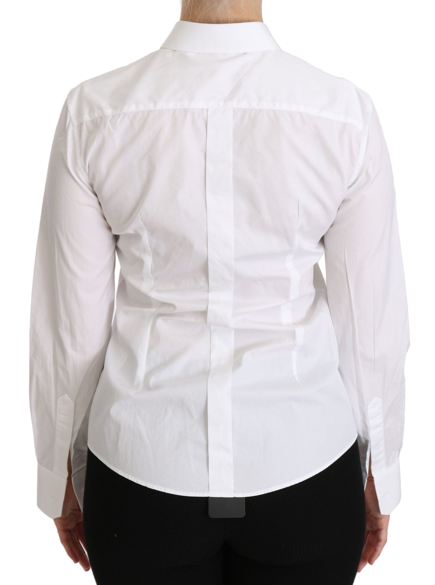 Dolce & Gabbana Elegant White Collared Long Sleeve Polo Top