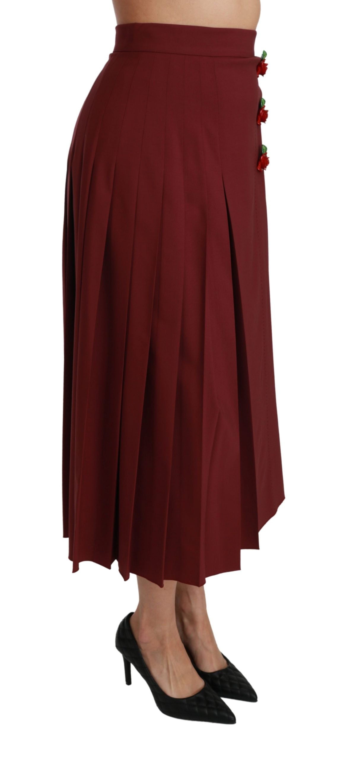 Dolce & Gabbana Elegant Red High Waist Virgin Wool Skirt