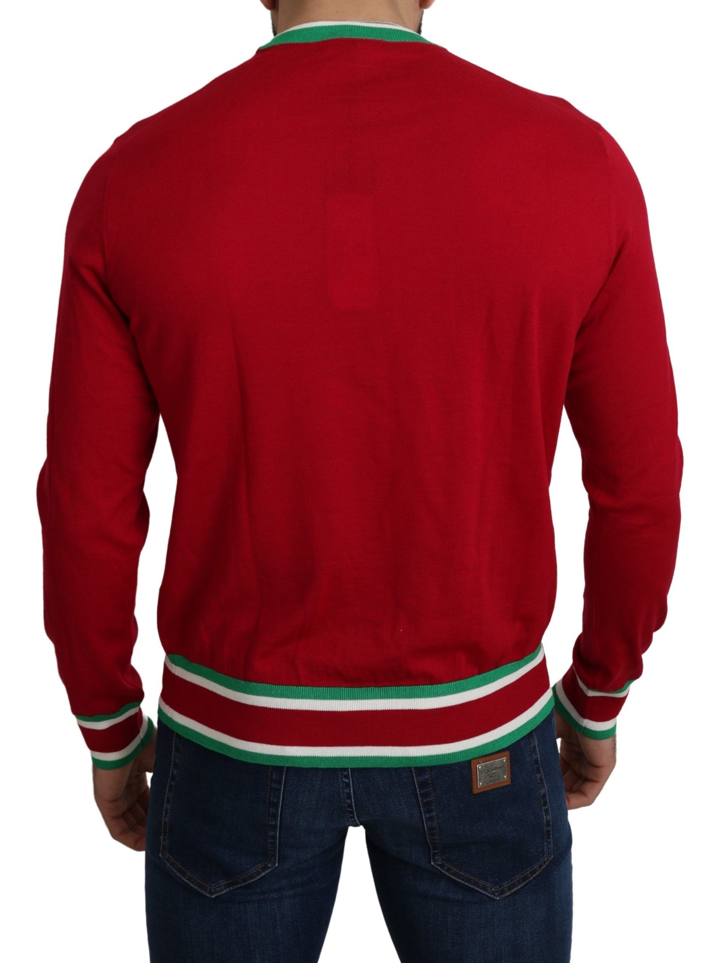 Dolce & Gabbana Elegant Red Wool-Silk Crewneck Sweater