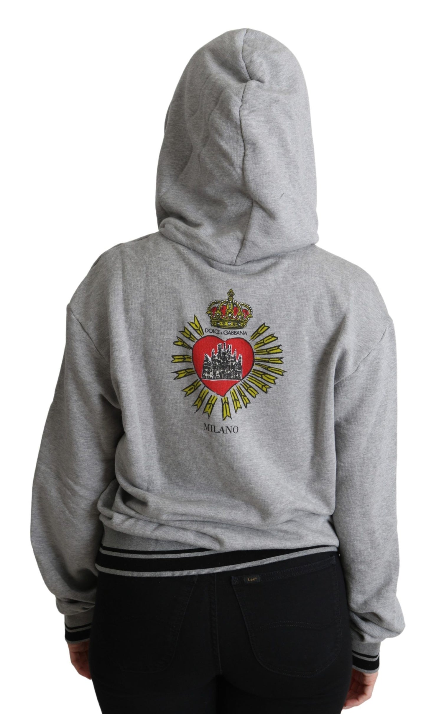 Dolce & Gabbana Exclusive Hooded Gray Cotton Sweater