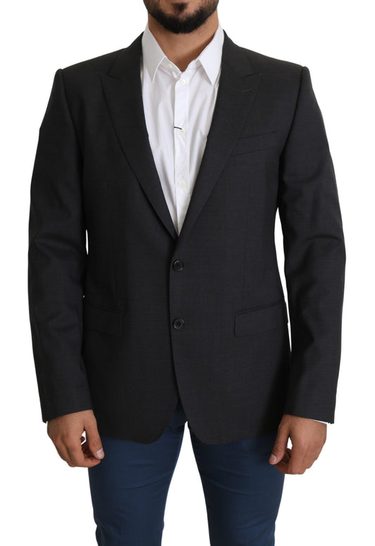 Dolce & Gabbana Elegant Gray Wool Silk Blend Slim Fit Blazer