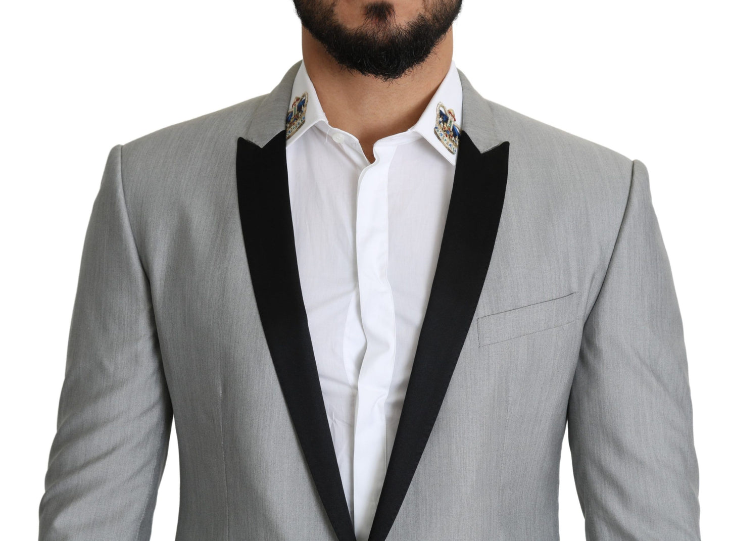 Dolce & Gabbana Elegant Silk Blend Light Gray Blazer