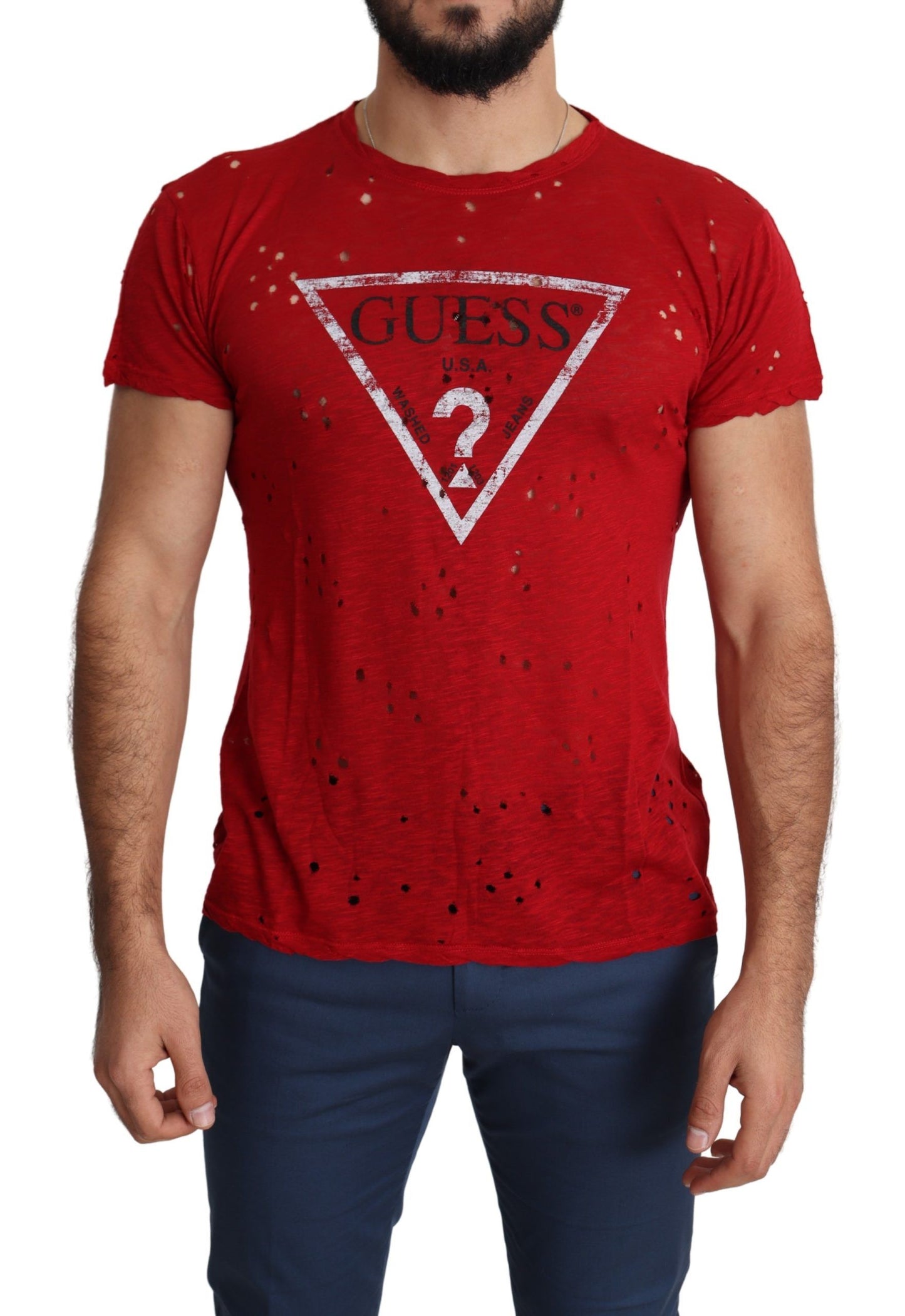 Guess Radiant Red Cotton Stretch T-Shirt