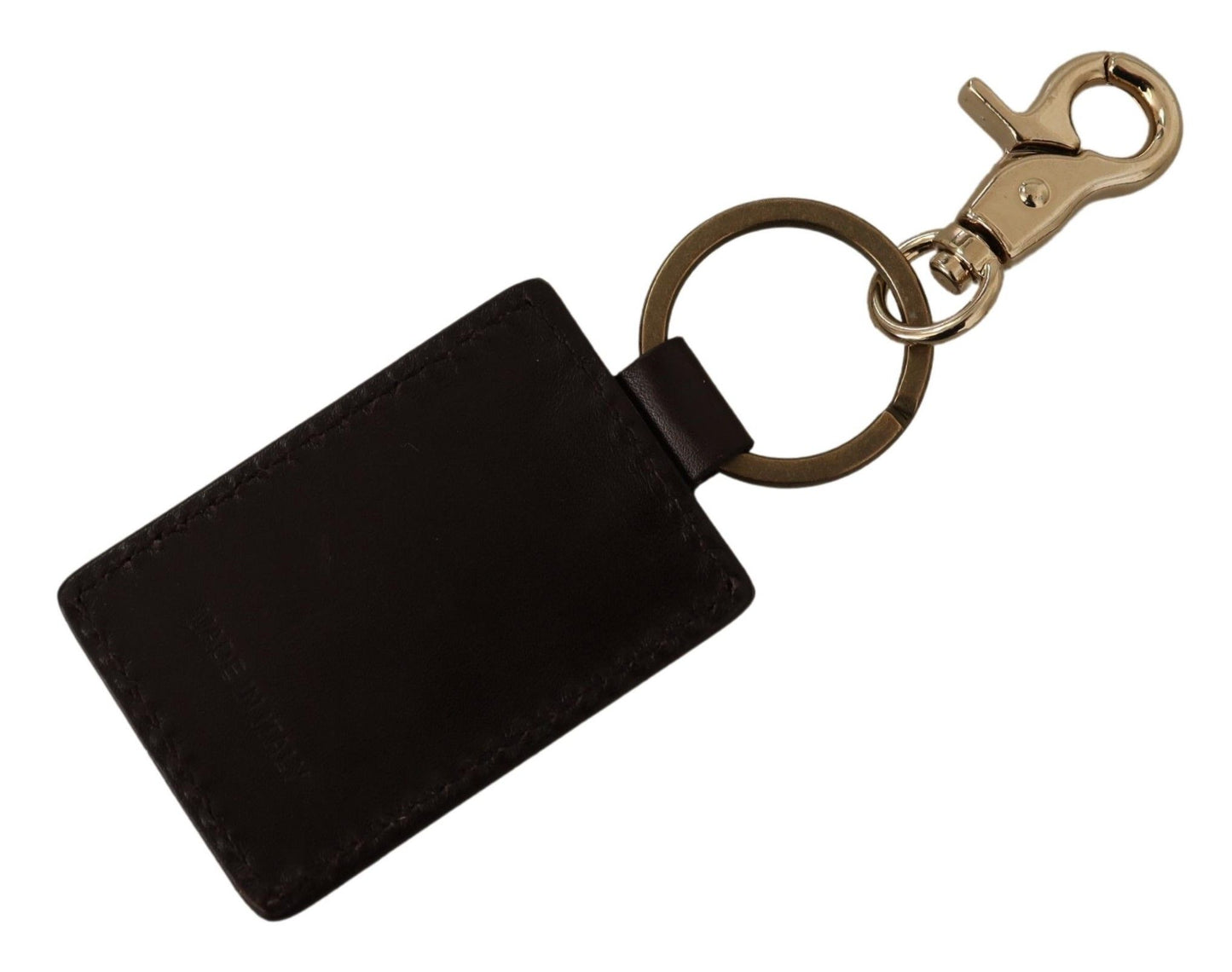 Dolce & Gabbana Elegant Unisex Leather Keyring with Gold Detail