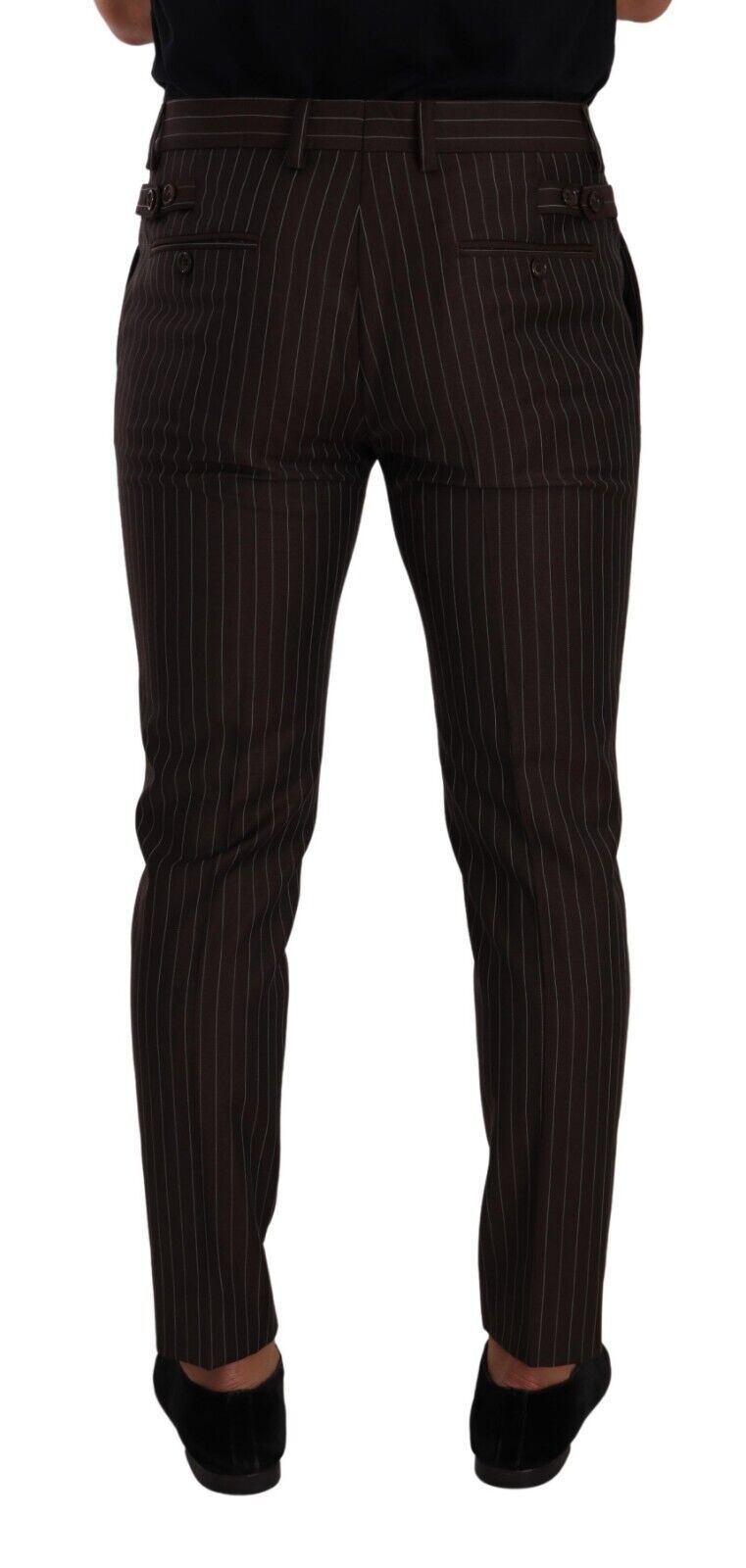 Dolce & Gabbana Elegant Brown Striped Woolen Men's Trousers