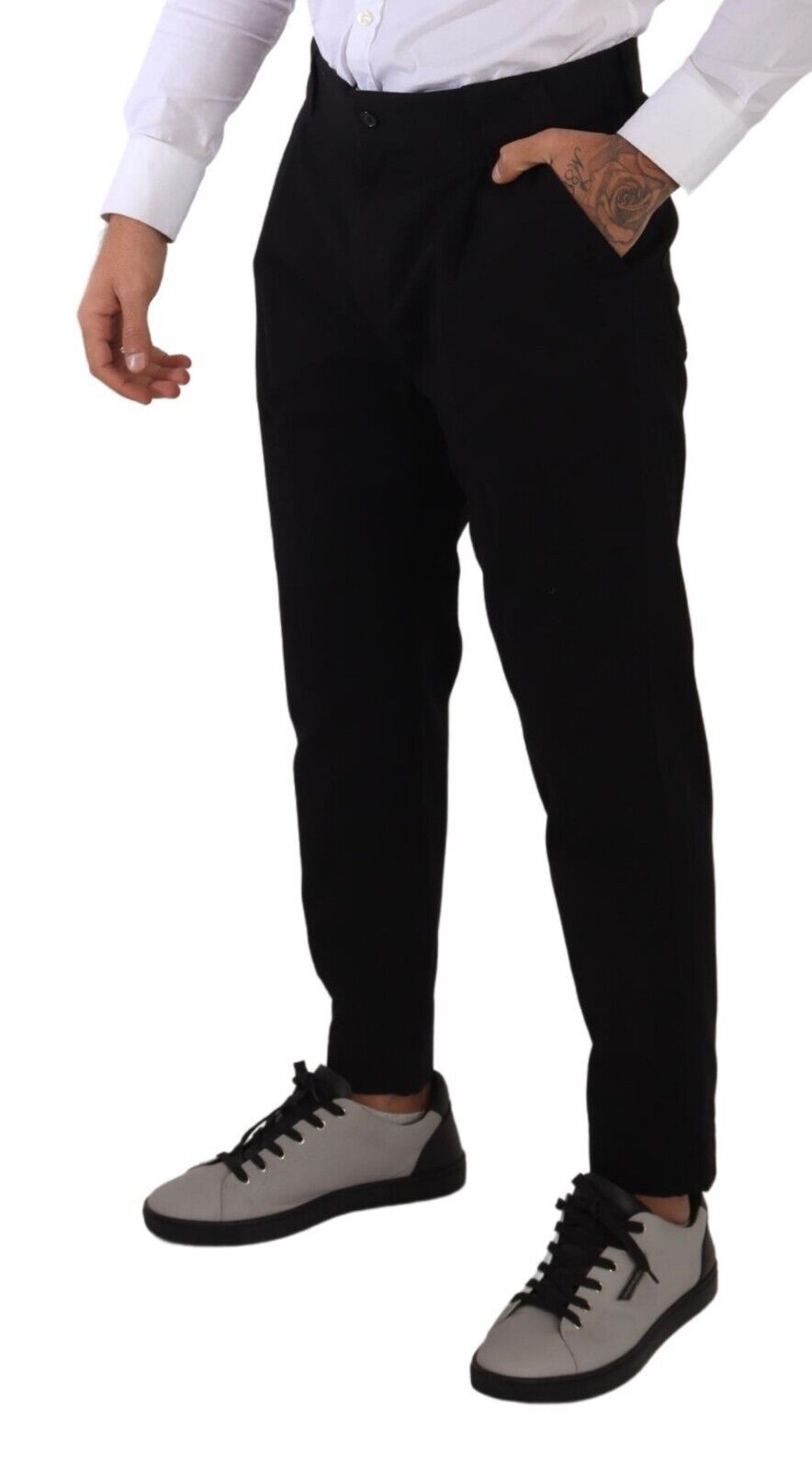 Dolce & Gabbana Elegant Tapered Black Cotton Chinos