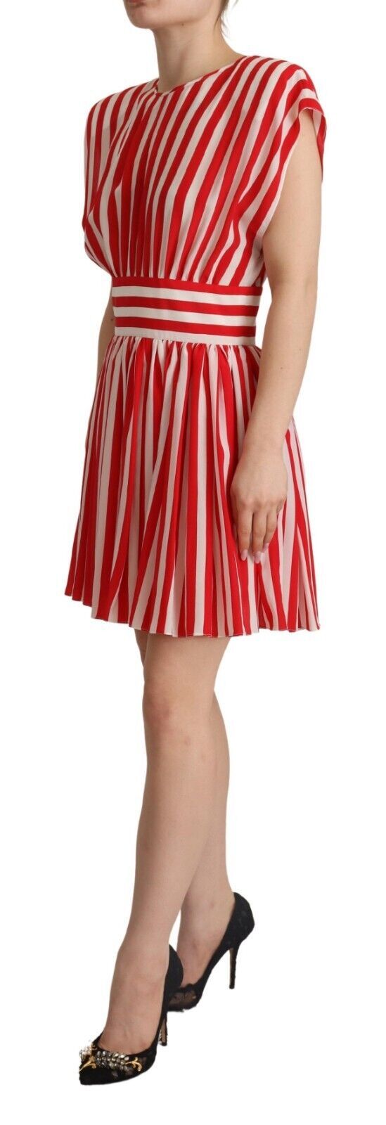 Dolce & Gabbana Elegant Striped Silk A-Line Mini Dress