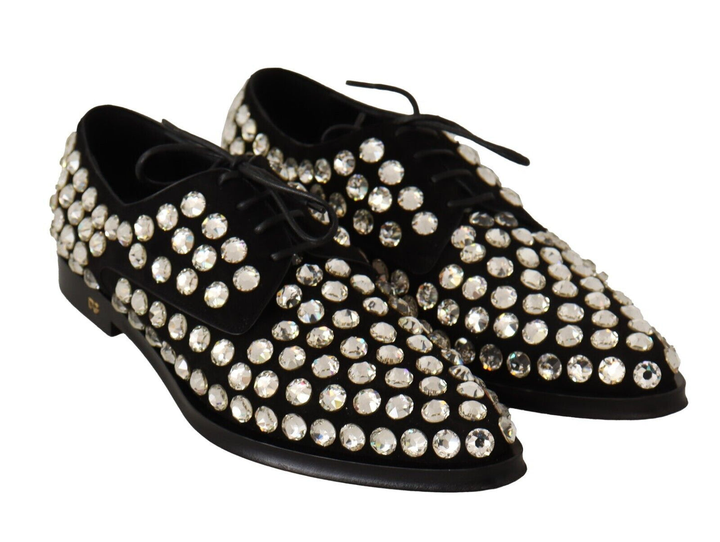 Dolce & Gabbana Elegant Crystal-Embellished Lace-Up Flats