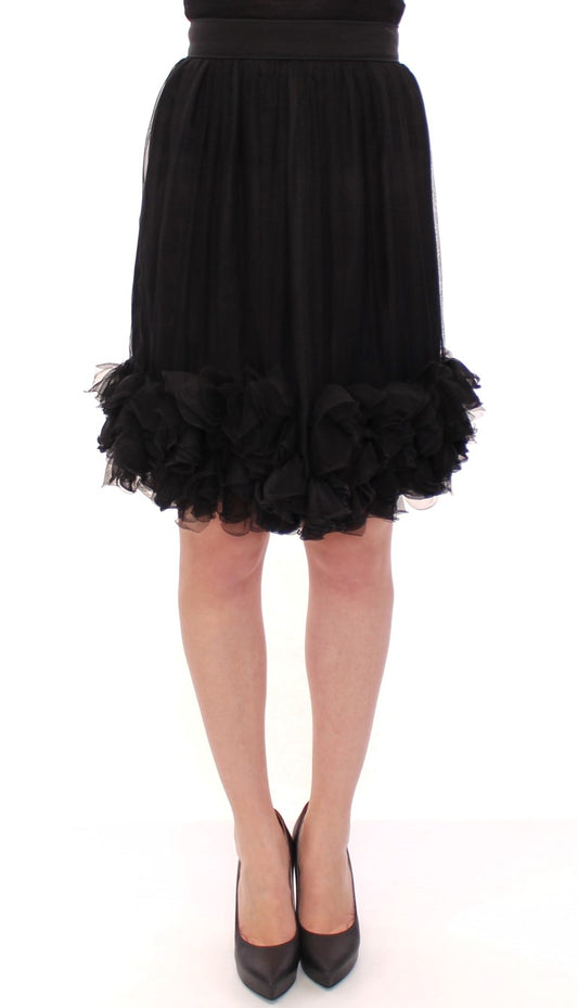 Dolce & Gabbana Elegant Silk Black Skirt for Evenings