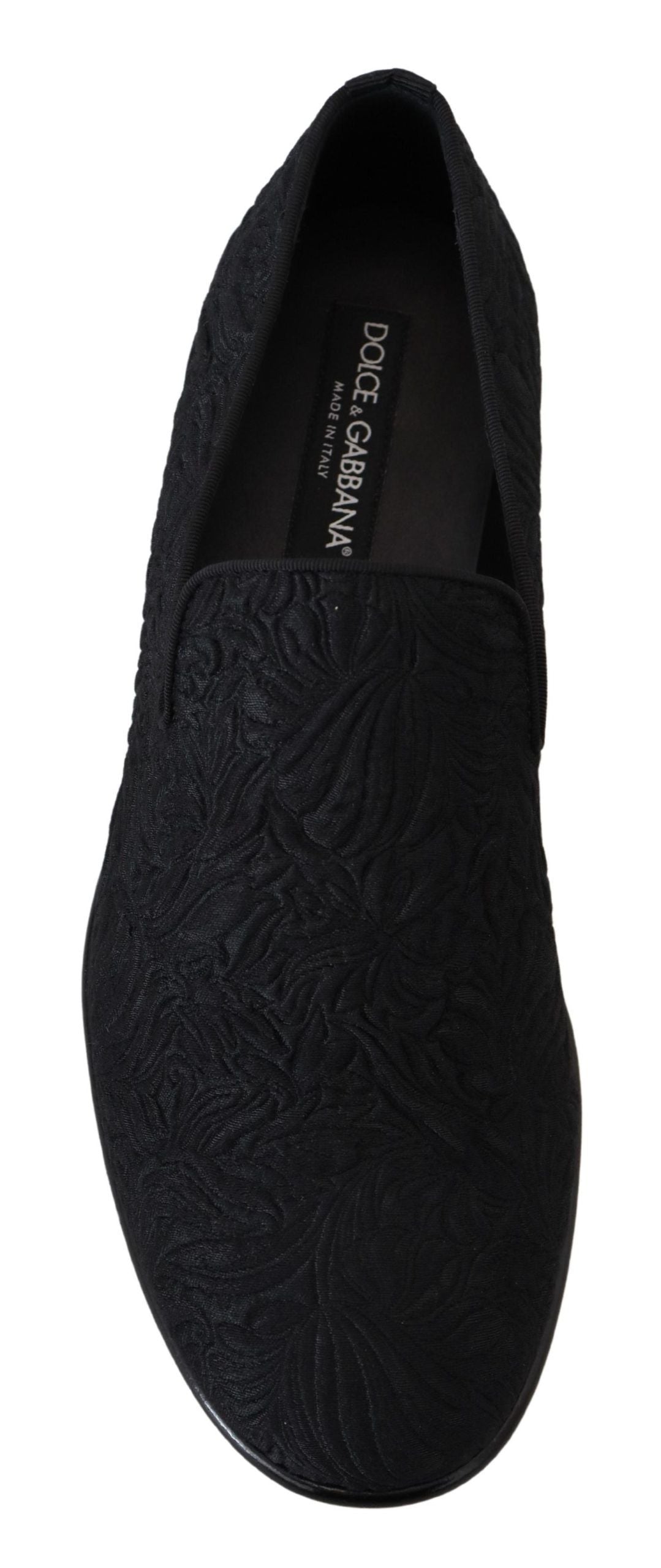 Dolce & Gabbana Elegant Jacquard Black Loafers Slide On Flats