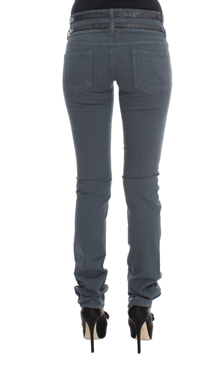 John Galliano Sleek Slim Fit Italian Jeans in Chic Blue