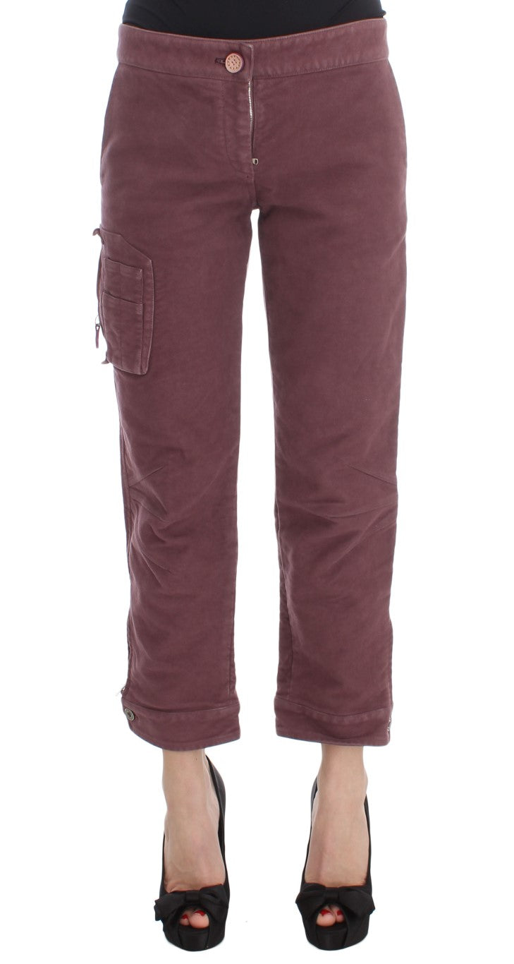 Ermanno Scervino Chic Bordeaux Capri Cropped Cargo Pants