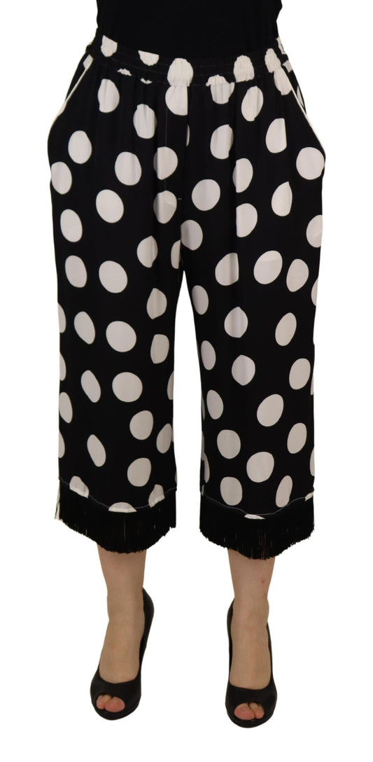 Dolce & Gabbana Polka Dot Silk Mid Waist Pants