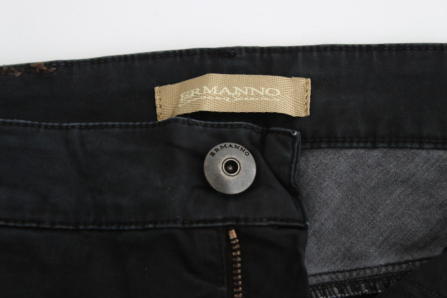 Ermanno Scervino Sleek Black Slim Leg Designer Jeans