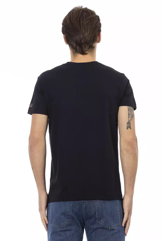 Trussardi Action Black Cotton Men V-Neck T-Shirt