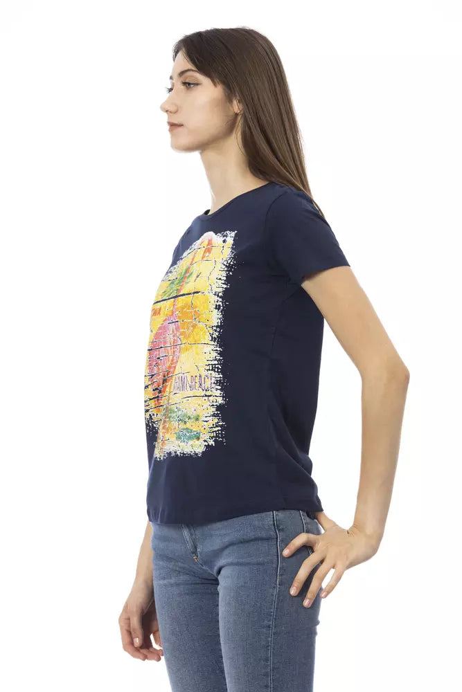 Trussardi Action Chic Blue Short Sleeve Round Neck Tee