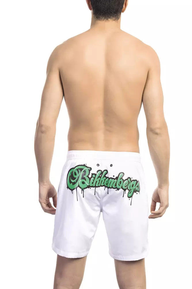 Bikkembergs White Polyester Men Swim Short