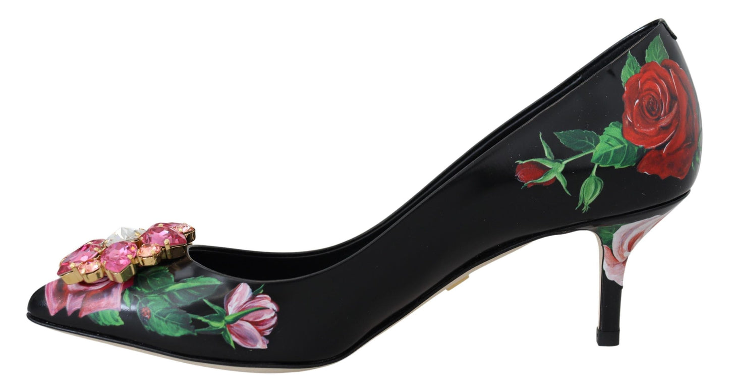 Dolce & Gabbana Elegant Floral Crystal Pumps