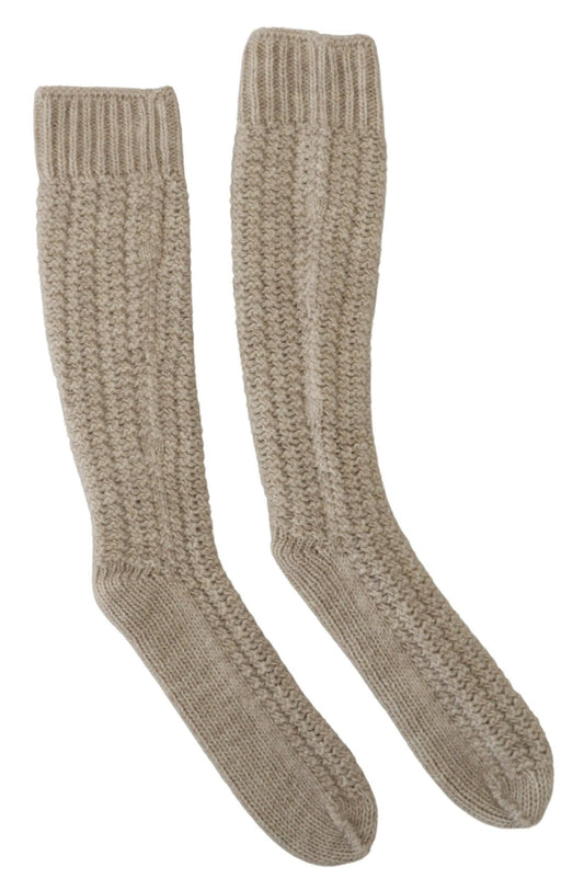 Dolce & Gabbana Chic Beige Wool Blend Over-the-Calf Socks