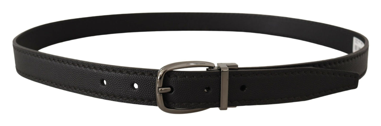 Dolce & Gabbana Elegant Black Leather Belt with Metal Buckle