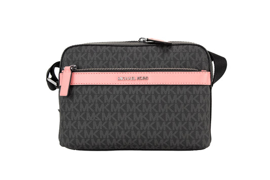 Michael Kors Cooper Small Black Pink Signature PVC Utility Crossbody Bag