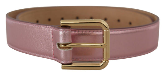 Dolce & Gabbana Elegant Metallic Pink Leather Belt