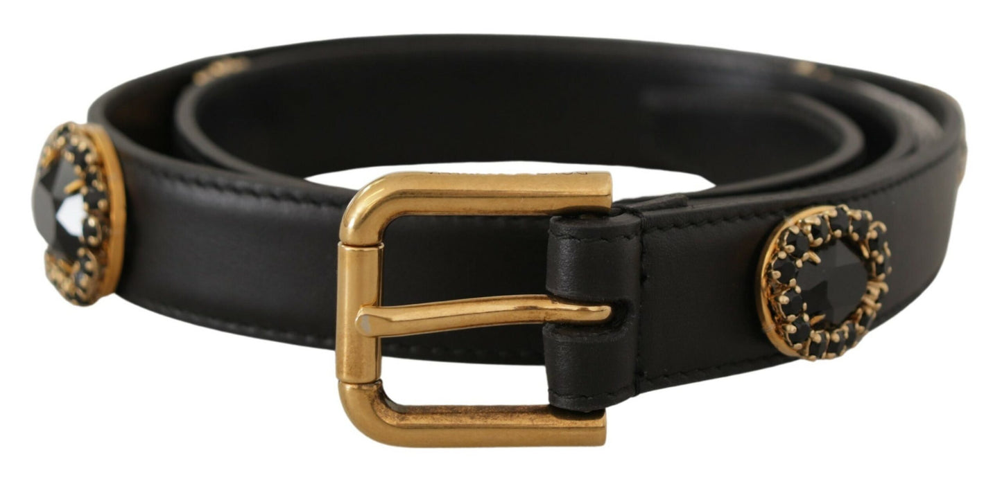 Dolce & Gabbana Elegant Black Leather Logo Belt