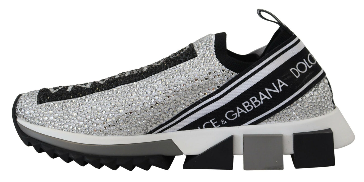 Dolce & Gabbana Sparkling Silver Rhinestone Sneakers