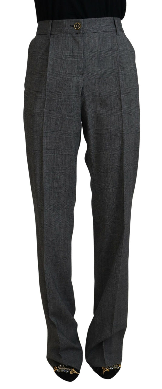 Dolce & Gabbana High-Waist Plaid Virgin Wool Pants