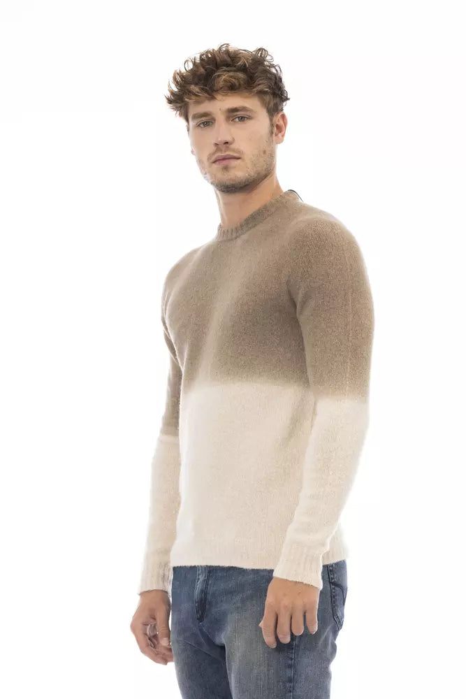 Alpha Studio Beige Alpaca Men Sweater