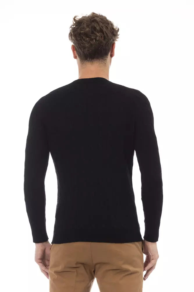 Alpha Studio Black Viscose Men Sweater