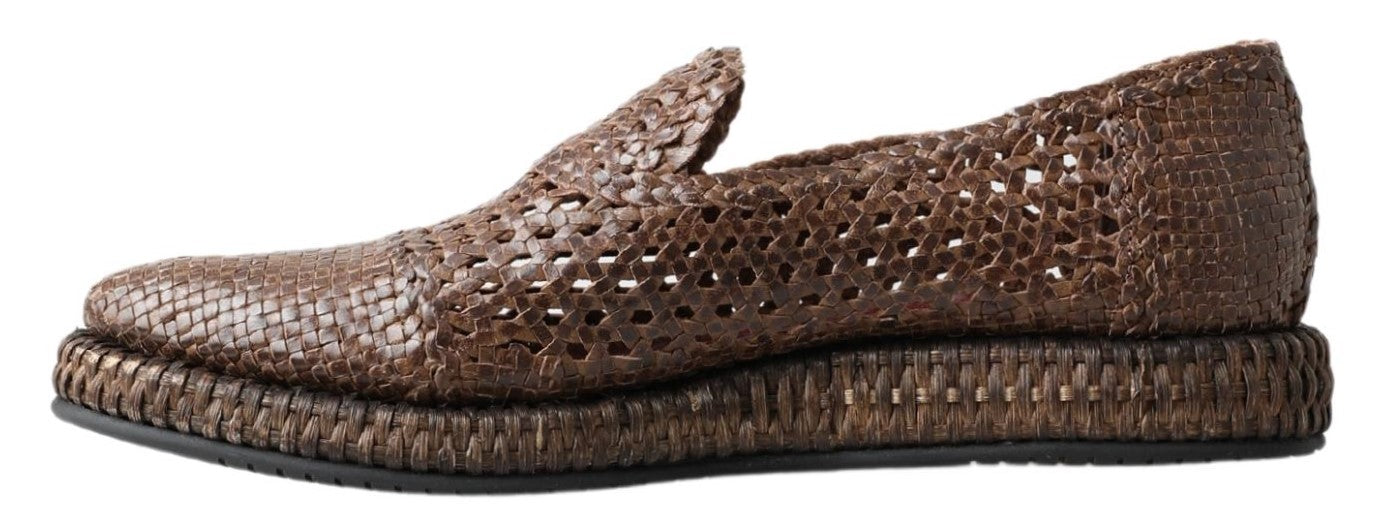 Dolce & Gabbana Elegant Leather Slipper Loafers in Brown