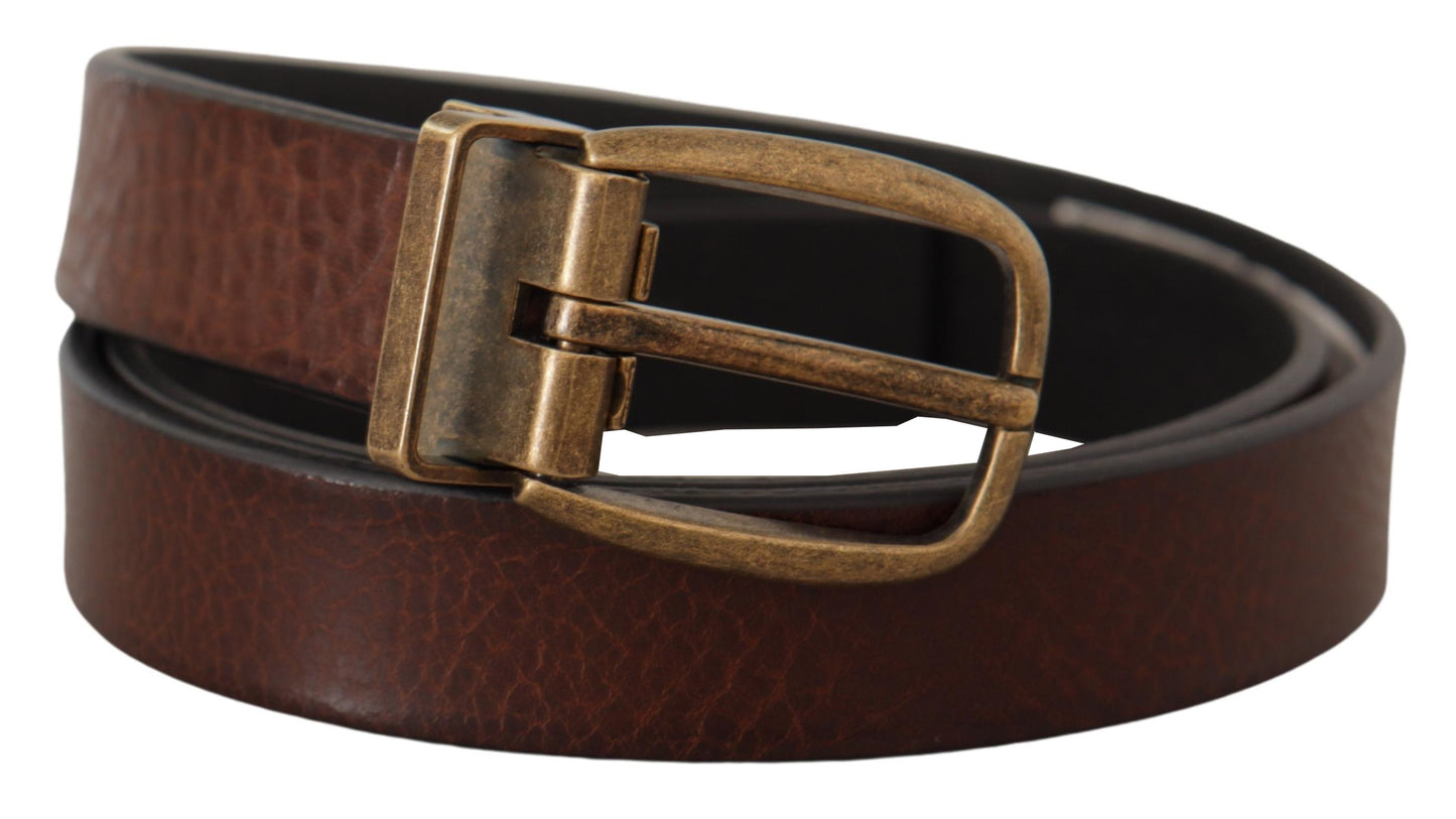 Dolce & Gabbana Elegant Leather Belt with Metal Buckle