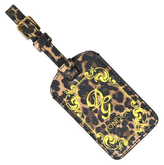 Dolce & Gabbana Elegant Leopard Leather Luggage Tag