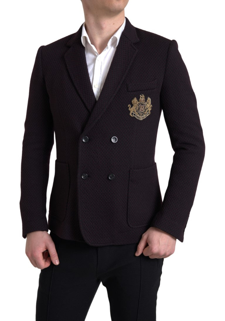 Dolce & Gabbana Elegant Purple Double Breasted Wool Blazer