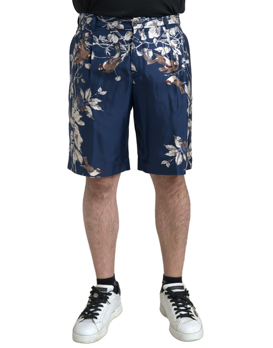 Dolce & Gabbana Silken Floral Bermuda Shorts in Blue