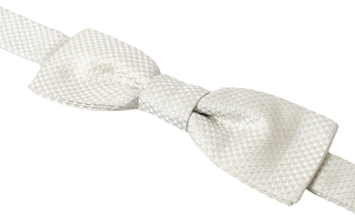 Dolce & Gabbana Elegant Ivory Silk Bow Tie