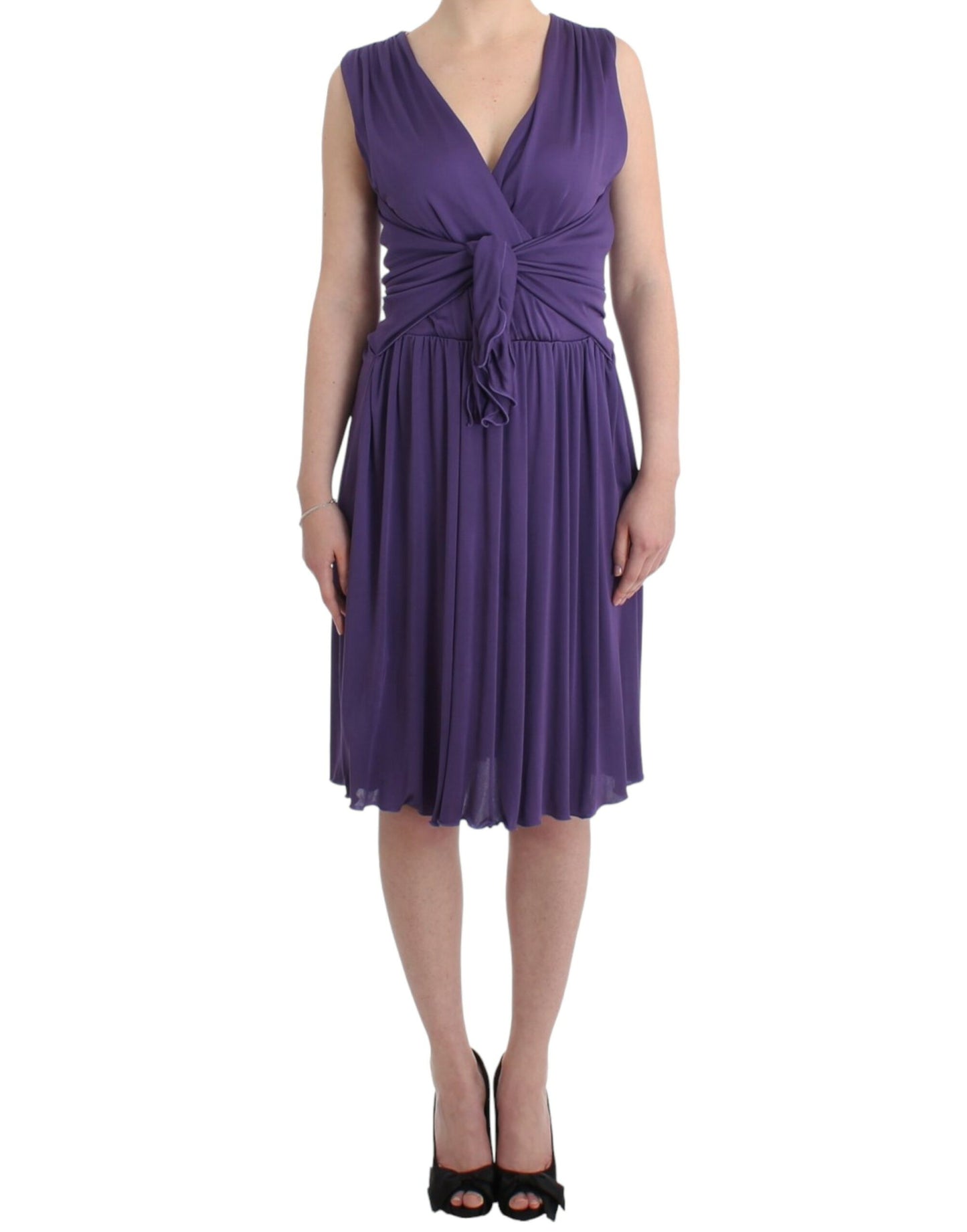 John Galliano Elegant Purple Knee-Length Jersey Dress