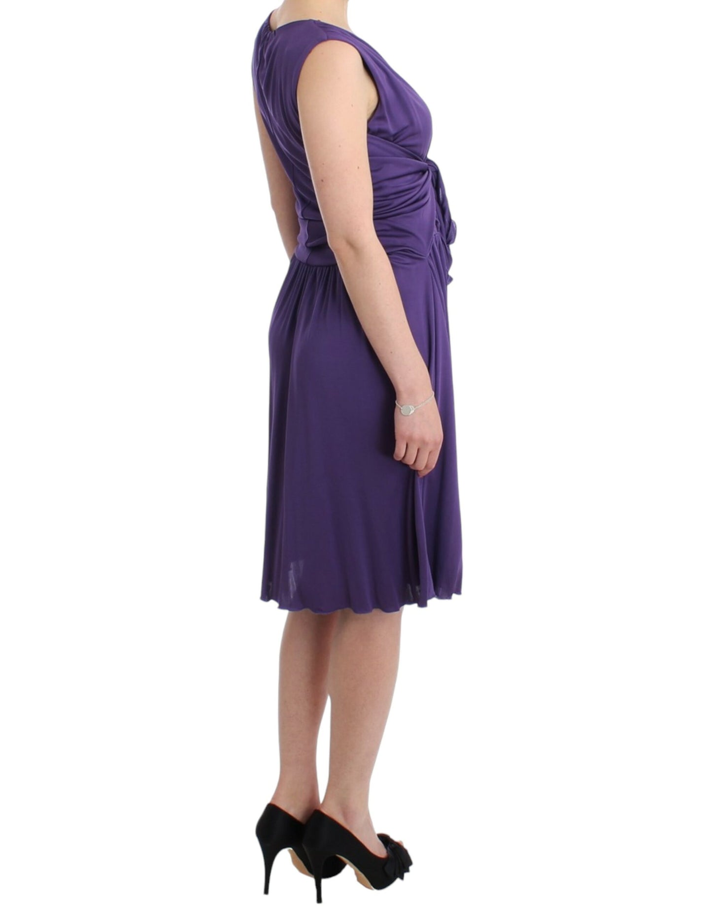 John Galliano Elegant Purple Knee-Length Jersey Dress