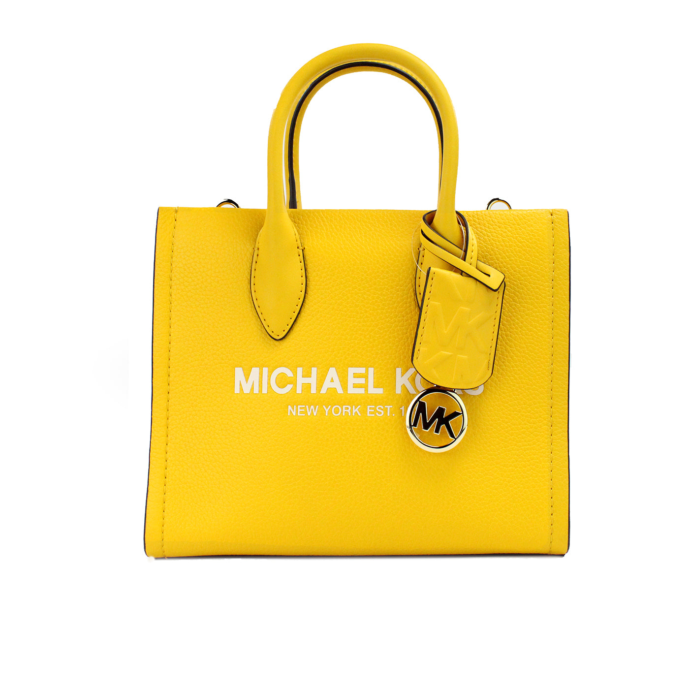 Michael Kors Mirella Small Jasmine Yellow Leather Top Zip Shopper Tote Bag