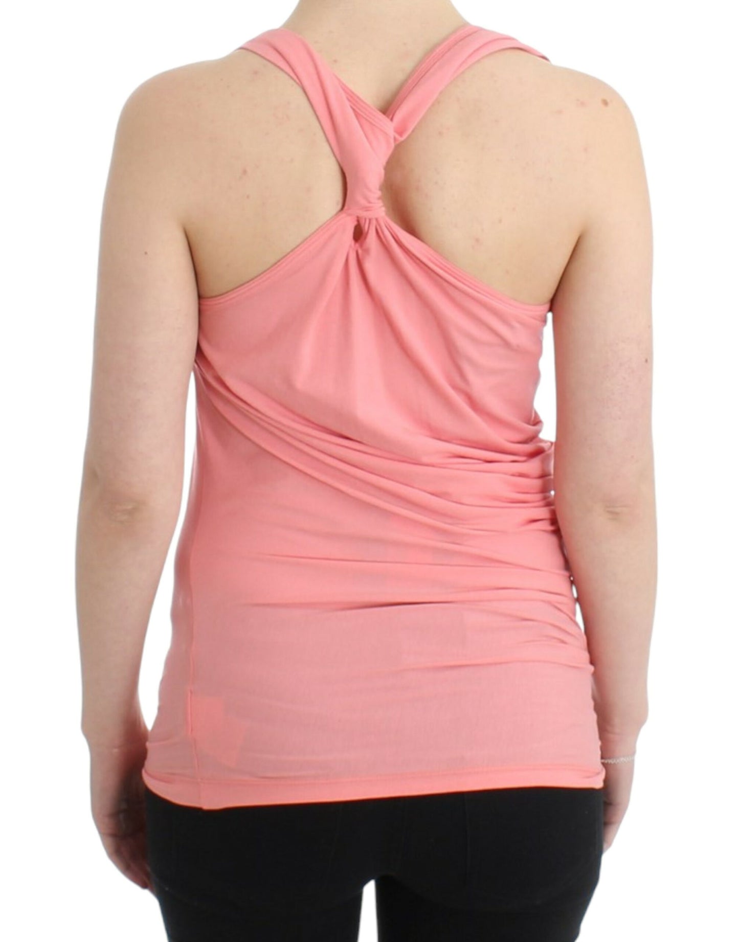 Cavalli Chic Pink Cotton Blend Tank Top