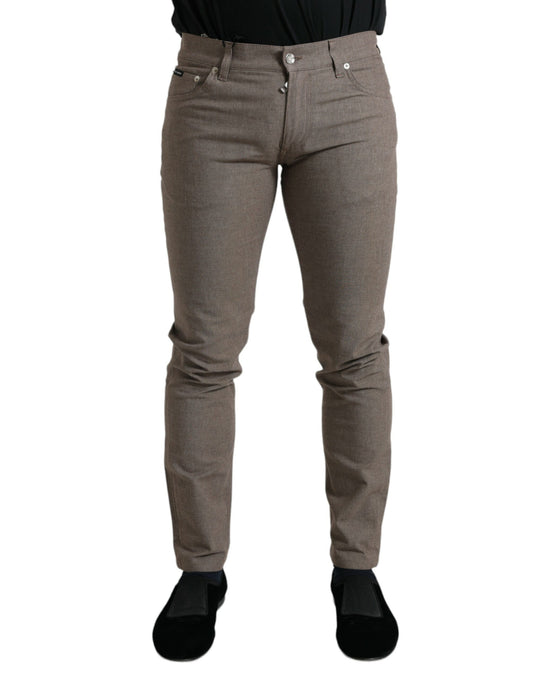 Dolce & Gabbana Elegant Brown Cotton Stretch Skinny Pants