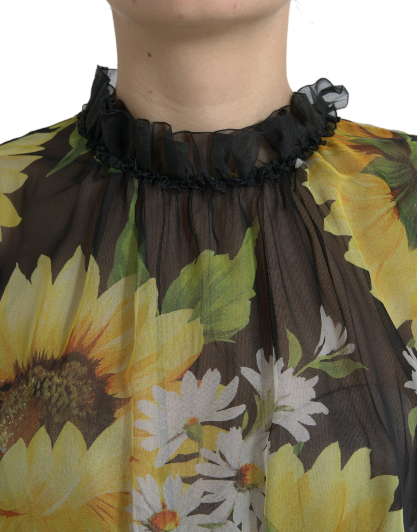 Dolce & Gabbana Elegant Sunflower Silk Maxi Dress