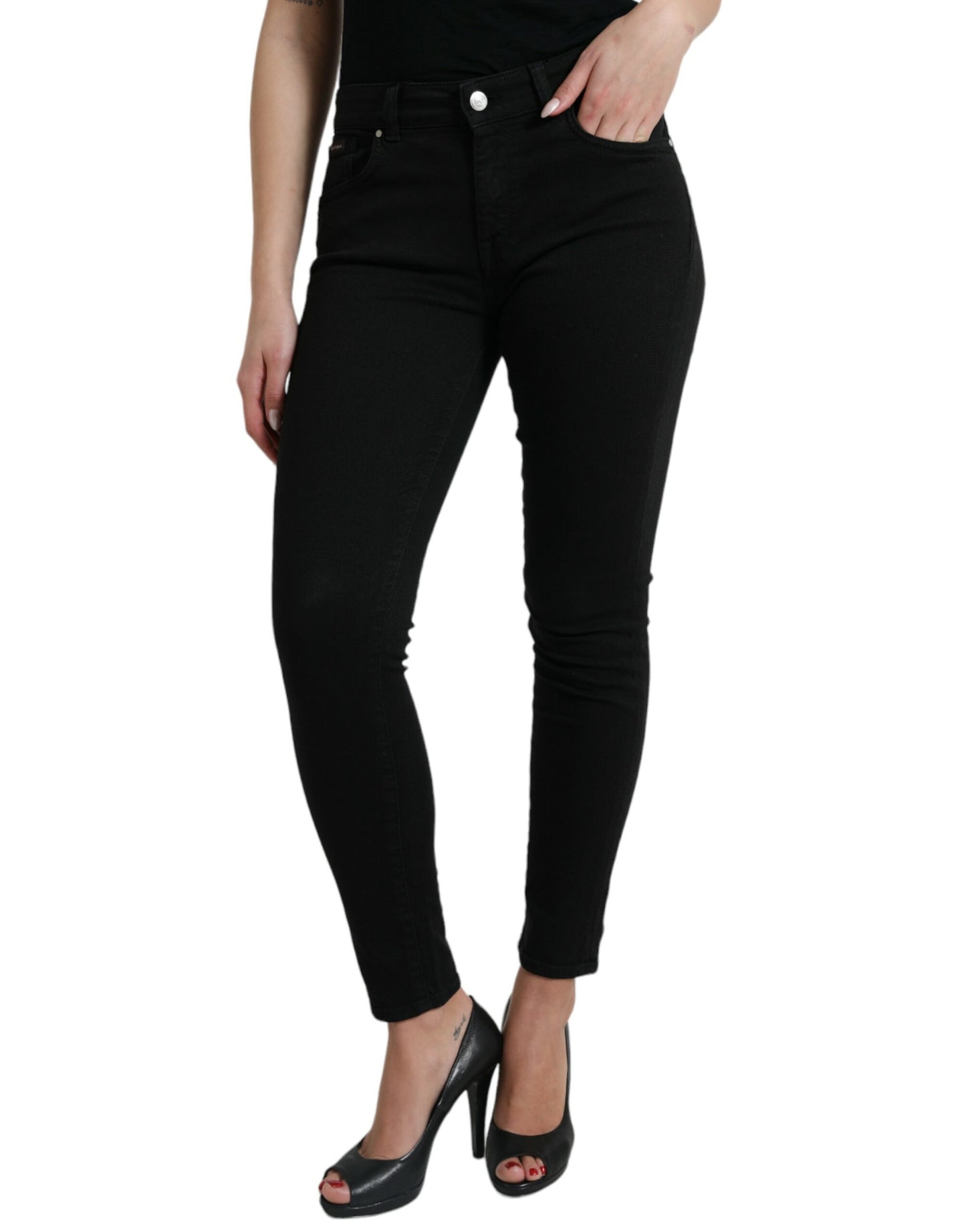 Dolce & Gabbana Chic Black Mid-Waist Stretch Jeans