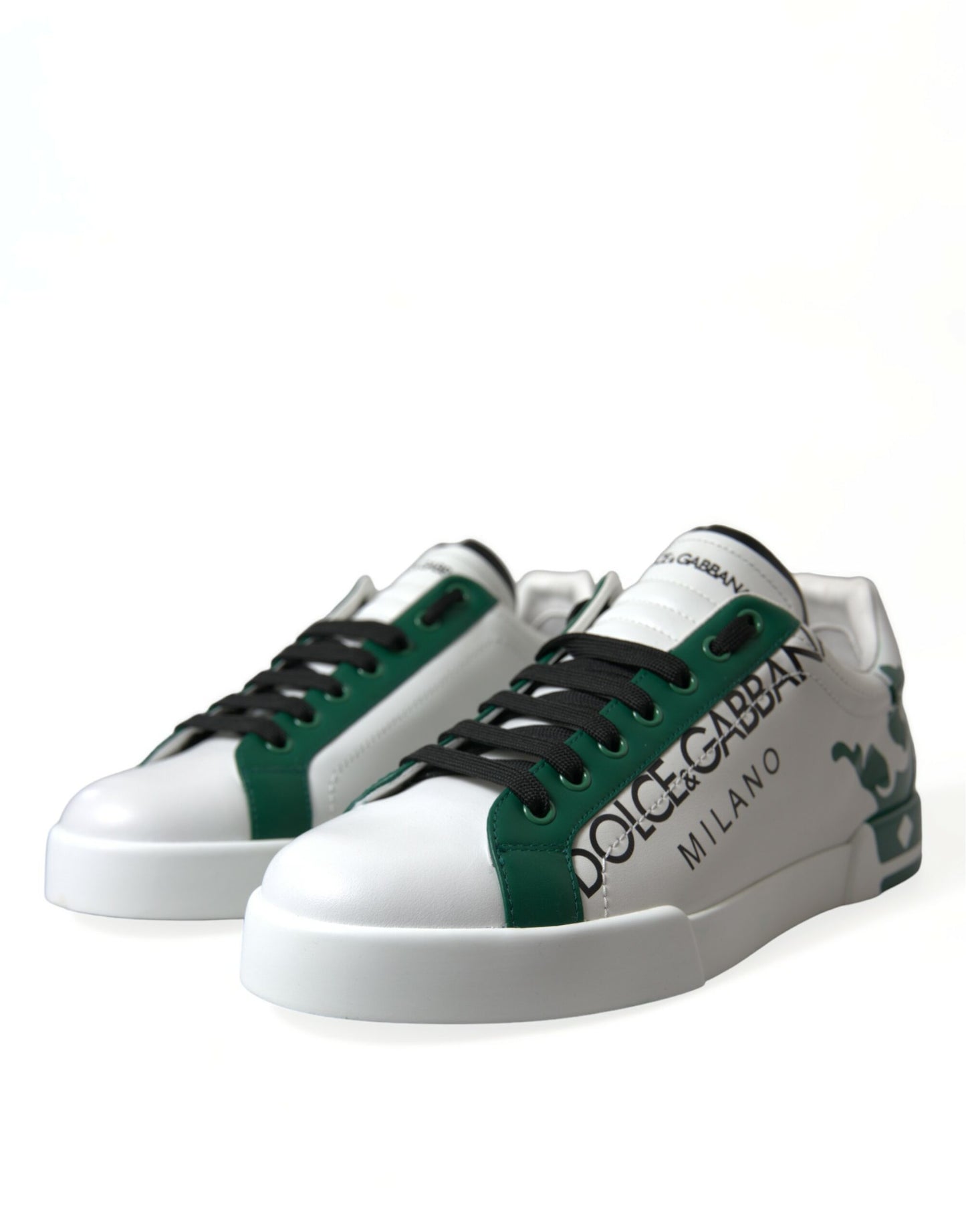 Dolce & Gabbana Elegant White Crown Leather Sneakers