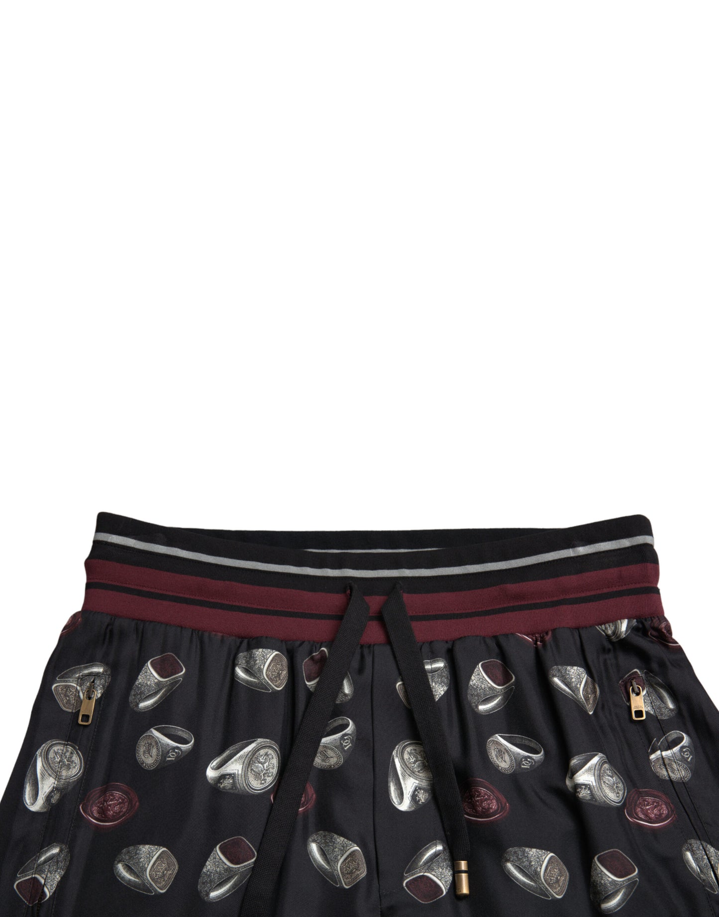 Dolce & Gabbana Elegant Silk Jogging Trousers with Ring Print