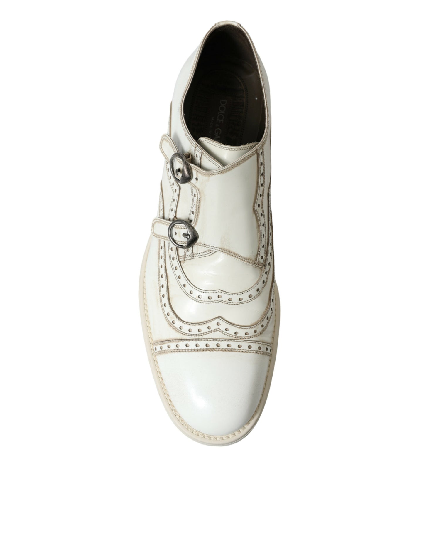 Dolce & Gabbana Elegant White Leather Derby Dress Shoes