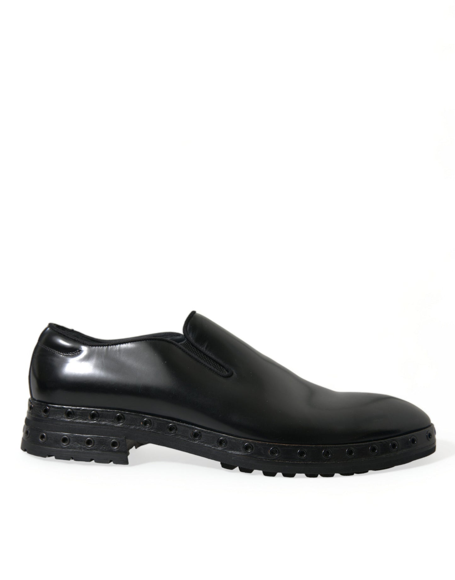 Dolce & Gabbana Elegant Black Leather Studded Loafers