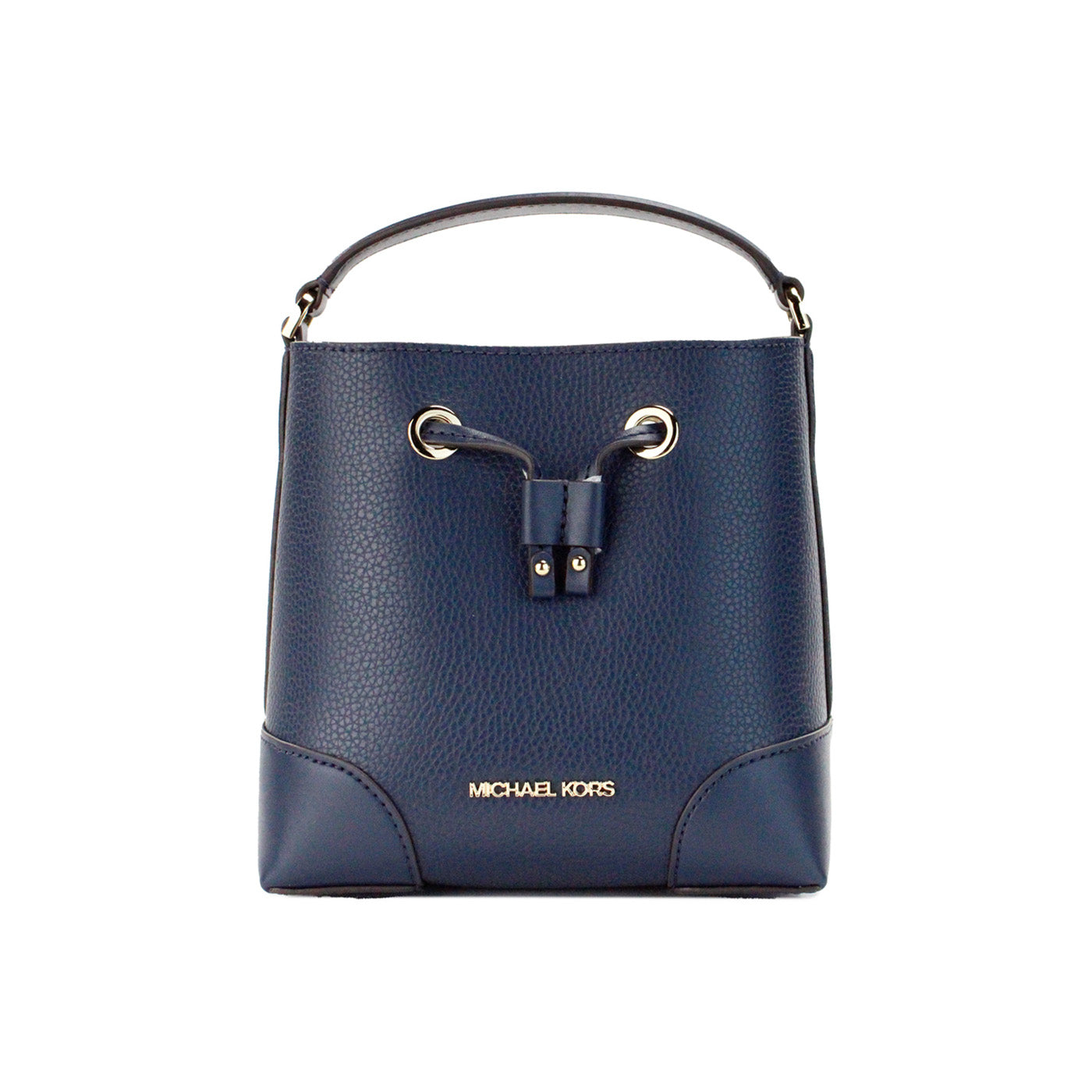 Michael Kors Mercer Small Navy Pebbled Leather Bucket Crossbody Bag Purse