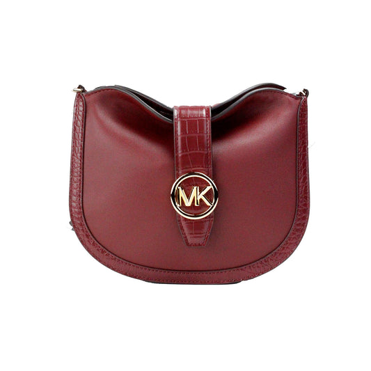 Michael Kors Gabby Small Dark Cherry Leather Foldover Hobo Crossbody Bag